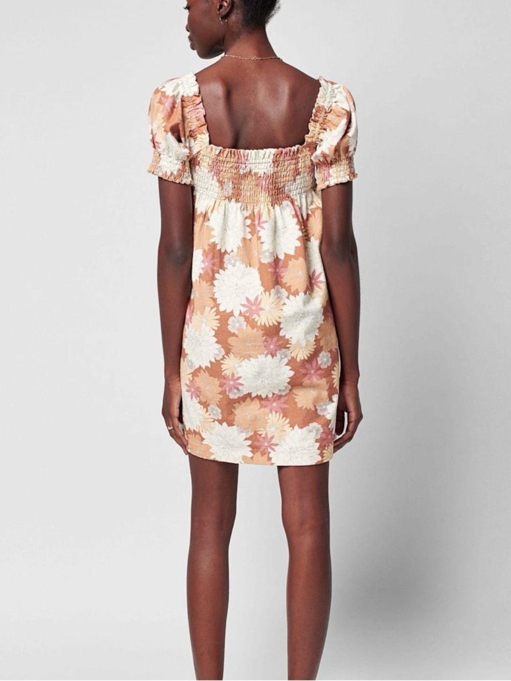 Faherty Ramona Floral Mini Dress in Warm Jicaro Island Color Medium - Picture 3 of 6
